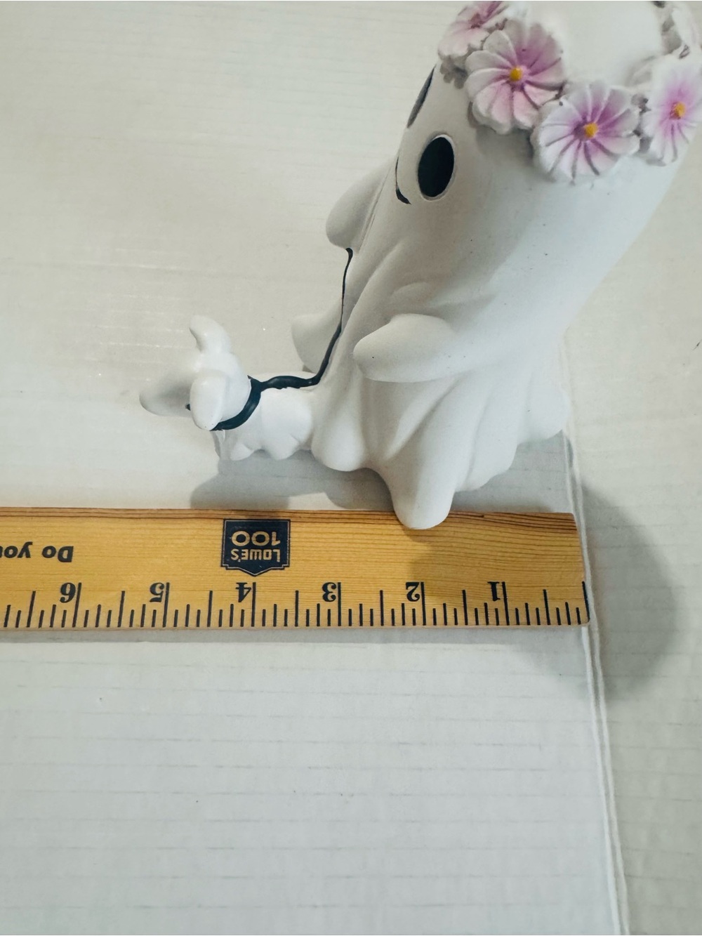 Halloween ghost with dog on leash Figurine with Floral Crown BNWT - Picture 3 of 6